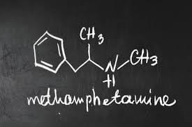 The chemical makeup of methamphetamine.